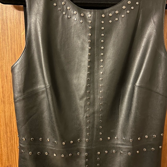 Bailey 44 Black Leather Dress with Stud Accents - Picture 2 of 4